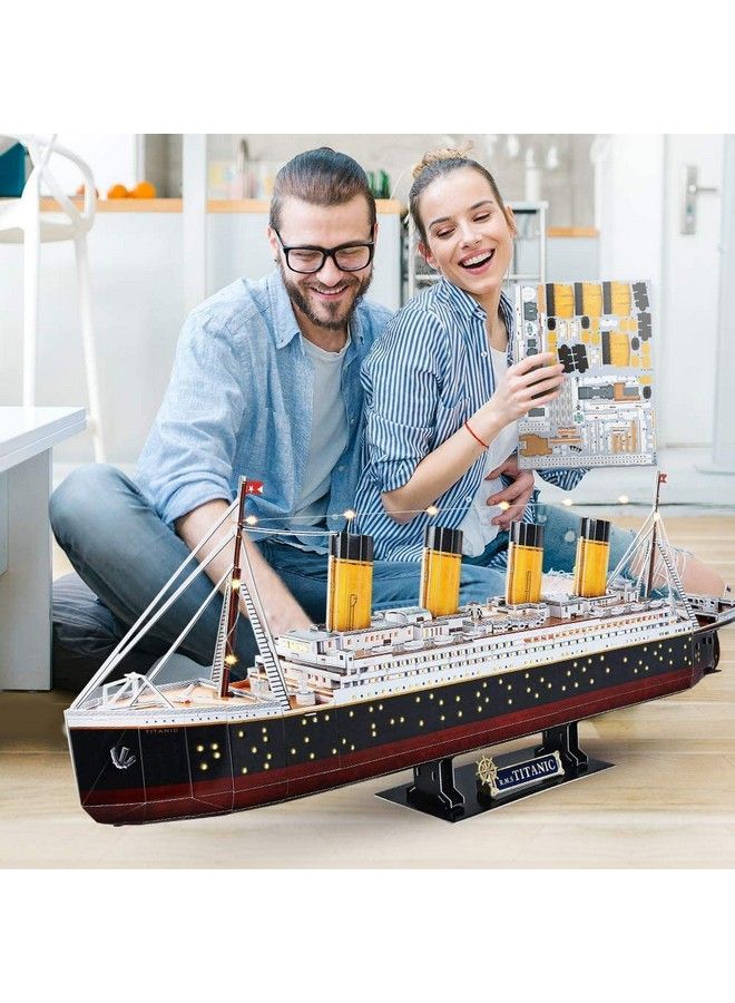 3D Puzzles For Adults Titanic Toys Arts Crafts For Adults 36'' Led Gifts For Men Women Rms Model Kits Couples Gifts Difficult Watercraft Cruise Long Distance Relationships Gifts Desk Decor