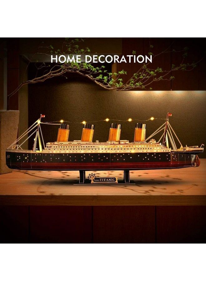 3D Puzzles For Adults Titanic Toys Arts Crafts For Adults 36'' Led Gifts For Men Women Rms Model Kits Couples Gifts Difficult Watercraft Cruise Long Distance Relationships Gifts Desk Decor