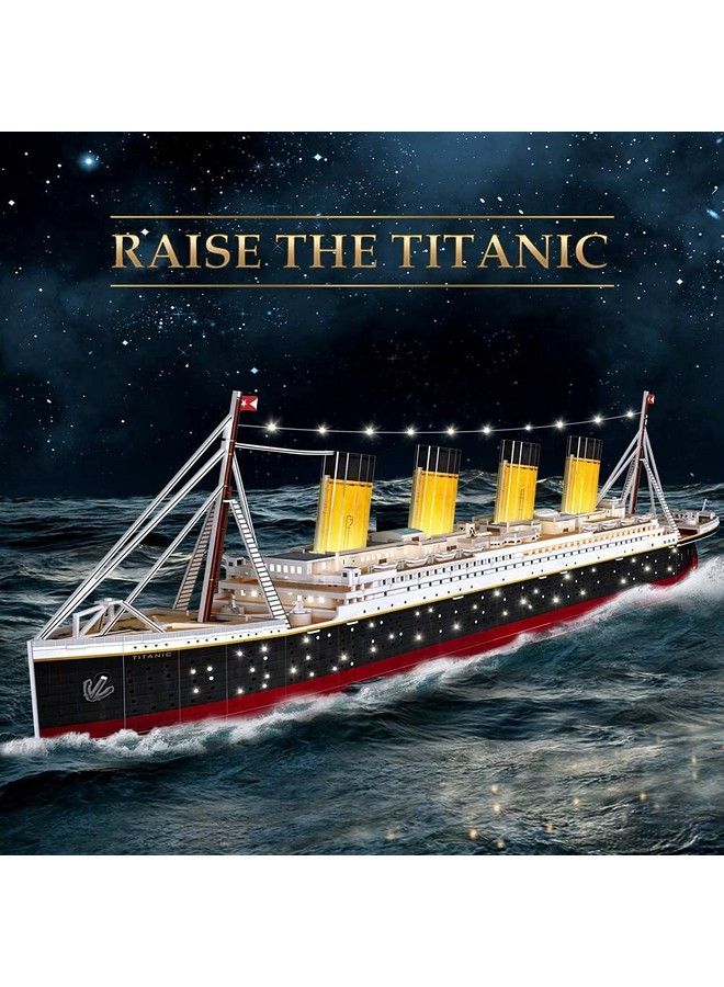 3D Puzzles For Adults Titanic Toys Arts Crafts For Adults 36'' Led Gifts For Men Women Rms Model Kits Couples Gifts Difficult Watercraft Cruise Long Distance Relationships Gifts Desk Decor