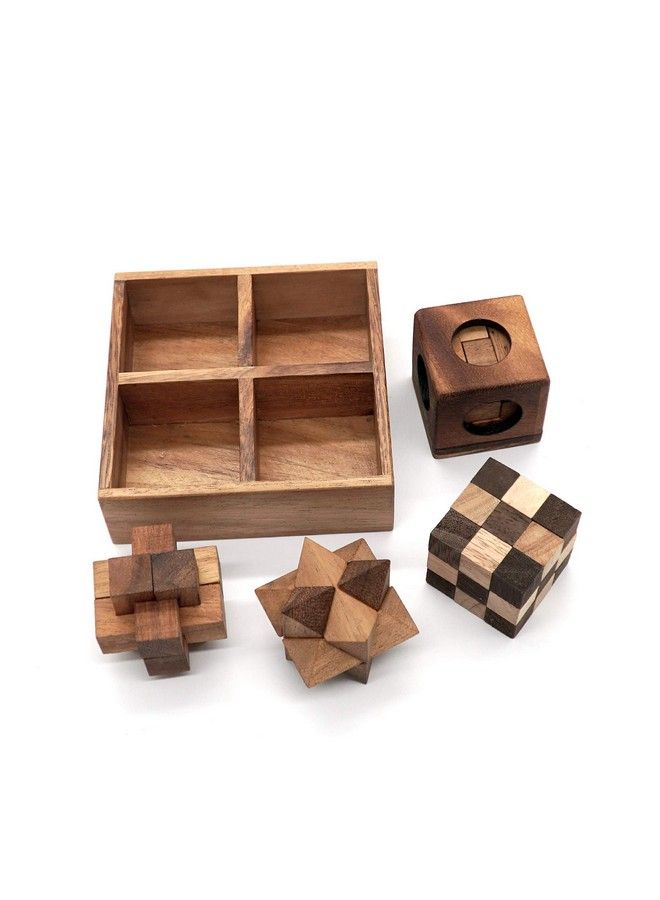Fun Games For Adults 3D Wooden Puzzle Brain Teasers And Educational Games In Set Of 9 Wooden Puzzles To Challenging Puzzles For Adults And Brain Games For Kids Suit For Living Room (4 Puzzle Set)