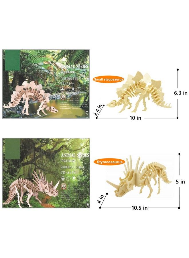3D Wooden Dinosaur Puzzle 6 Piece Set Wood Dinosaur Skeleton Model Puzzle Diy Wooden Crafts 3D Puzzle Stem Toys Gifts For Kids And Adults