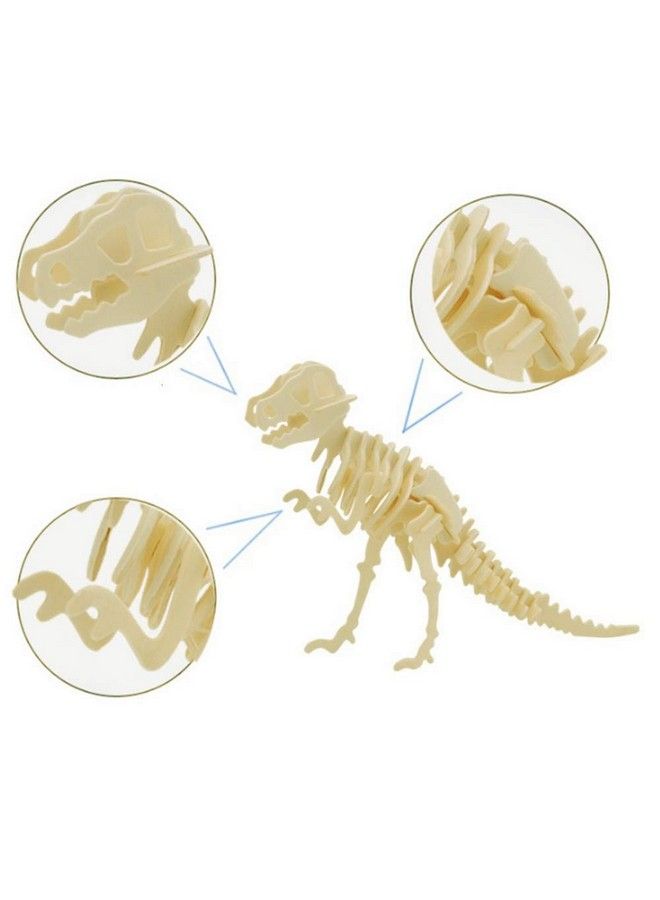 3D Wooden Dinosaur Puzzle 6 Piece Set Wood Dinosaur Skeleton Model Puzzle Diy Wooden Crafts 3D Puzzle Stem Toys Gifts For Kids And Adults