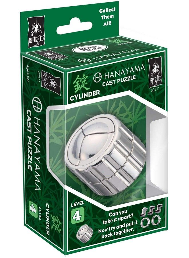 ;Cylinder Hanayama Metal Brainteaser Puzzle Mensa Rated Level 4 For Ages 12 And Up