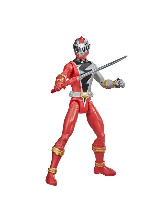 Dino Fury Red Ranger 6 Inch Action Figure Toy Inspired By Tv Show With Dino Fury Key And Dino Themed Accessory For Ages 4 And Up