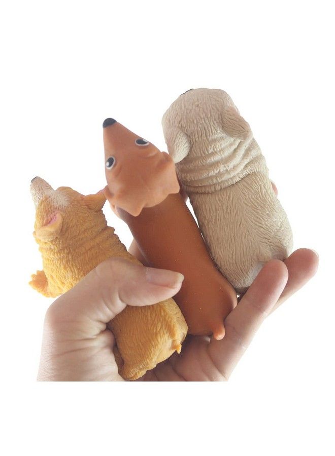 Set Of 3 Different Breed Stretchy Dogs Corgi Dachshund And Bulldog Crushed Bead Sand Filled Doggy Lover Sensory Fidget Toy Weighted (Random Colors)