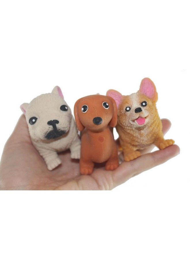 Set Of 3 Different Breed Stretchy Dogs Corgi Dachshund And Bulldog Crushed Bead Sand Filled Doggy Lover Sensory Fidget Toy Weighted (Random Colors)