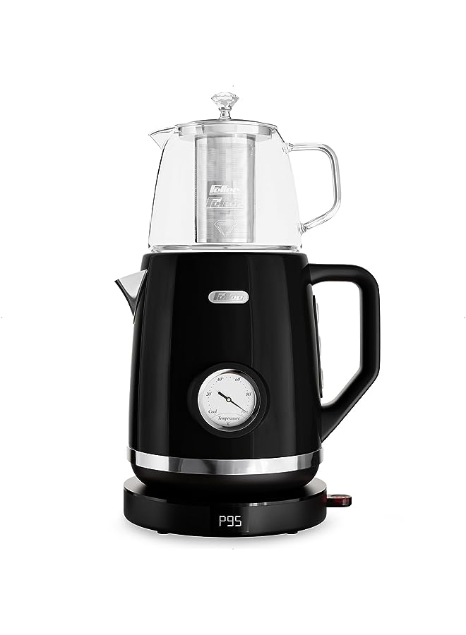 Germany, Retro Style 1.7L 2-in-1 Stainless Steel Tea Maker+Kettle, 2200W, 85/95/100°C Adjustable Touch-Sensitive Temp Setting,LED Display