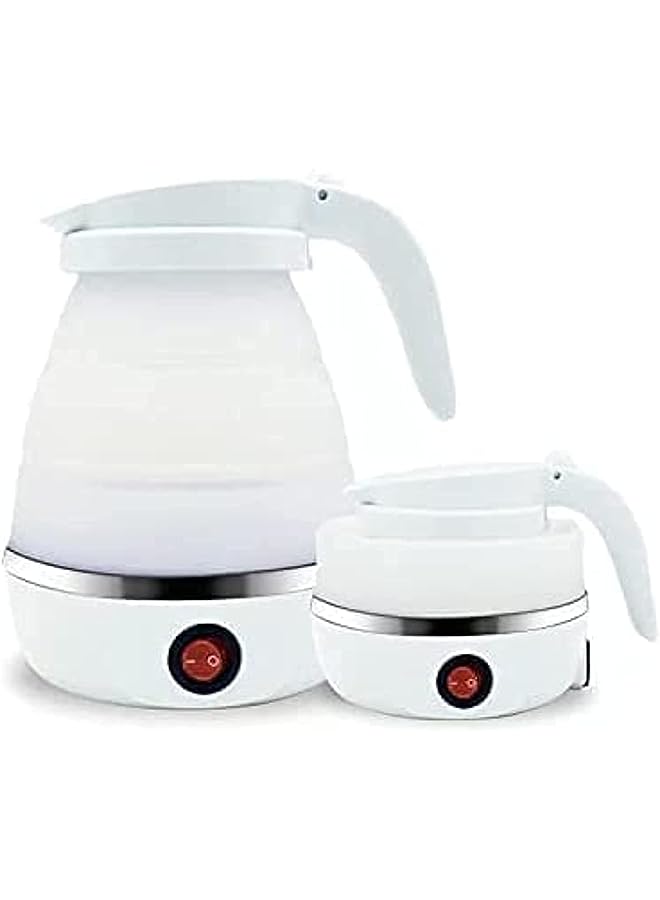 Foldable Silicon Water Heater Jug Collapsible Mini Portable Electric Kettle (White)