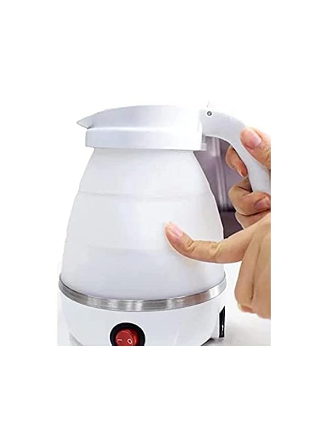 Foldable Silicon Water Heater Jug Collapsible Mini Portable Electric Kettle (White)