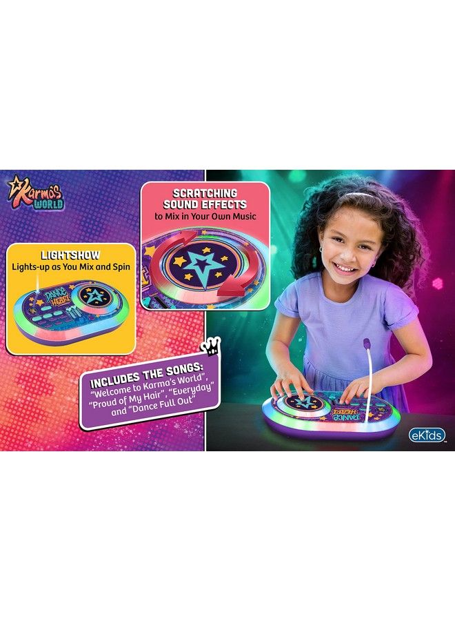 Karmas World Dj Party Mixer Turntable Toy With Built In Microphone For Kids For Fans Of Karmas World Toys For Girls