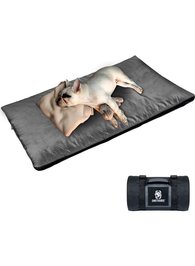Travel Dog Bed - Portable Waterproof Anti-Slip Dog Camping Outdoor Indoor Bed Mat Cushioned Plush Warm Puppy Mattresses