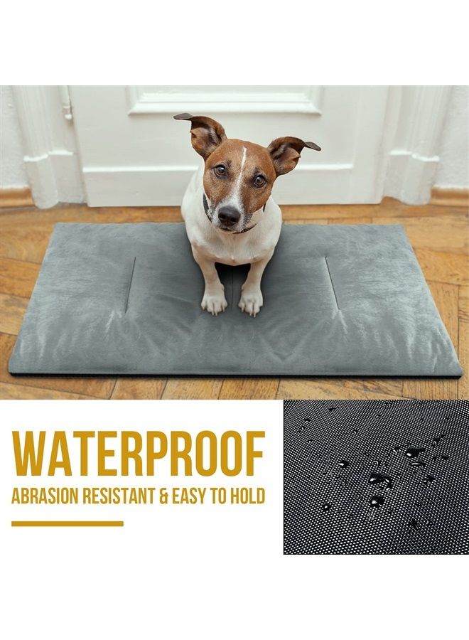Travel Dog Bed - Portable Waterproof Anti-Slip Dog Camping Outdoor Indoor Bed Mat Cushioned Plush Warm Puppy Mattresses