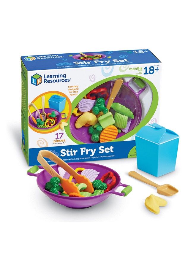 New Sprouts Stir Fry Play Food Set Toy Wok Pretend Play Toys For Toddlers Kitchen Toys 17 Piece Set Ages 18 Mos+