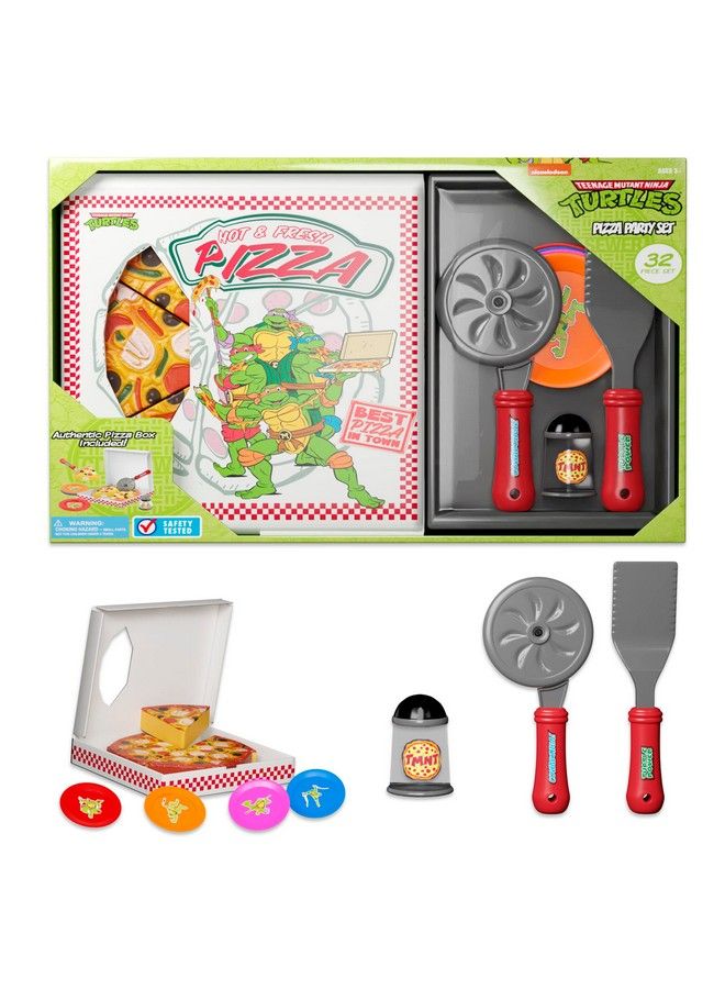 Kids Pizza Toy Set Pretend Kitchen Play Food Slice & Serve Toy Pizza With Box Pie Cutter & Fake Condiments