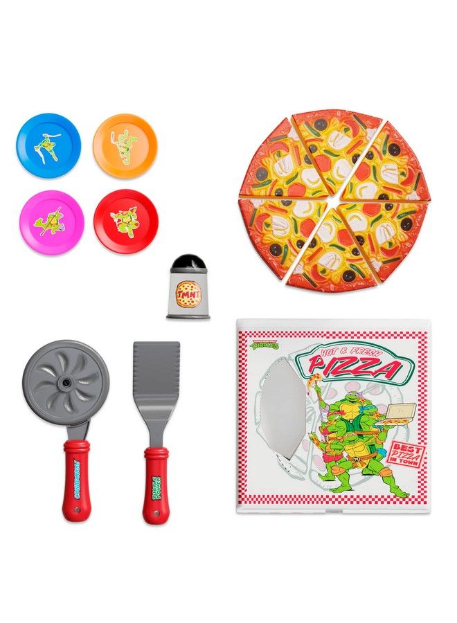 Kids Pizza Toy Set Pretend Kitchen Play Food Slice & Serve Toy Pizza With Box Pie Cutter & Fake Condiments