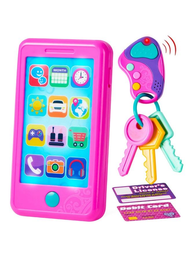 Play Act Pretend Play Smart Phone Keyfob Key Toy And Credit Cards Set Kids Toddler Cellphone Toys Toddler Birthday Gifts Toys For 1 2 3 4 5 Year Old