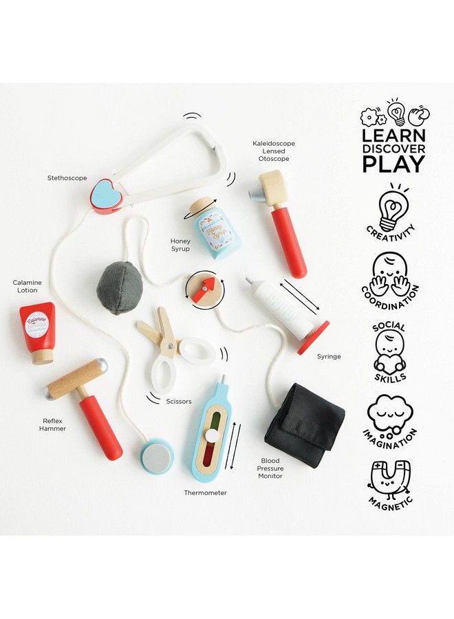 Kids Wooden Educational Pretend Play Honeybake Doctor'S Medical Play Set Kit ; Kids Pretend Play Role Play For Boys And Girls ; 3 Year Old + 8.66