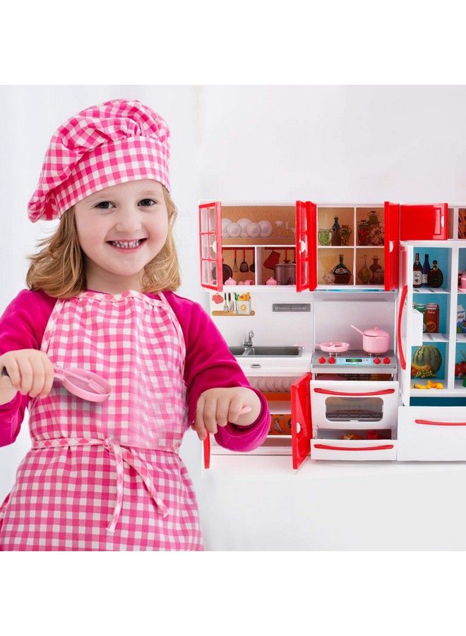 Gourmet Red Doll Modern Kitchen Mini Toy Playset With Lights And Sounds Perfect For 12 Inch Dolls