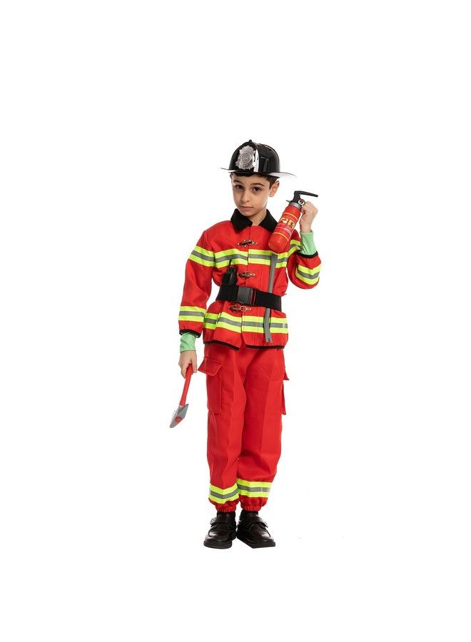 Child Boy Fire Fighter Costume Red (Small (5 7Yr))