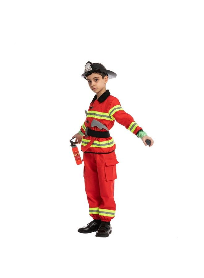 Child Boy Fire Fighter Costume Red (Small (5 7Yr))