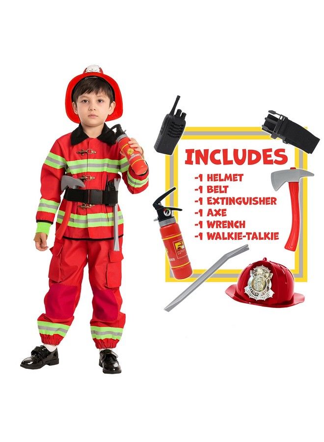 Child Boy Fire Fighter Costume Red (Small (5 7Yr))