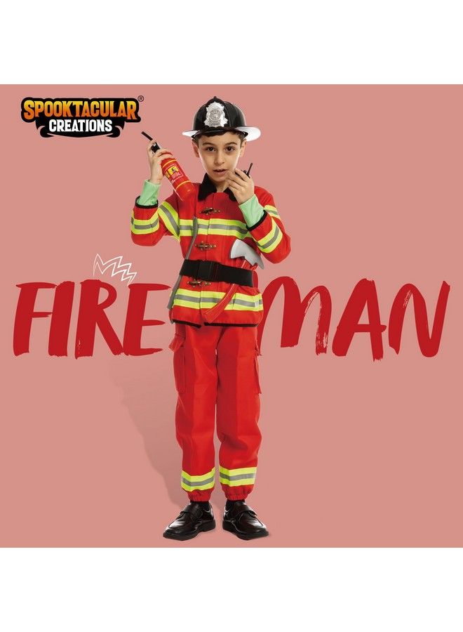 Child Boy Fire Fighter Costume Red (Small (5 7Yr))