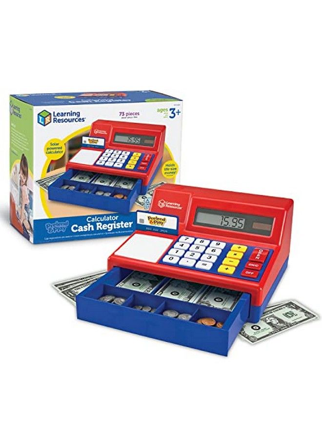 Pretend & Play Calculator Cash Register 73 Pieces Ages 3+ Develops Early Math Skills Play Cash Register For Kids Toy Cash Register Play Money For Kids