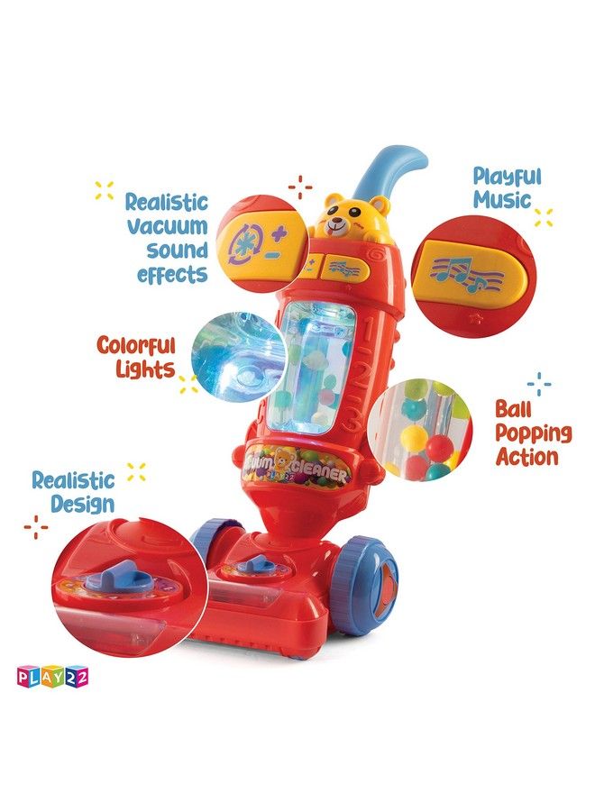 Kids Vacuum Cleaner Toy For Toddler With Lights & Sounds Effects & Ball Popping Action Pretend Play Toy Vacuum Cleaner For Toddler Best Gift For Boys And Girls No Suction! Original