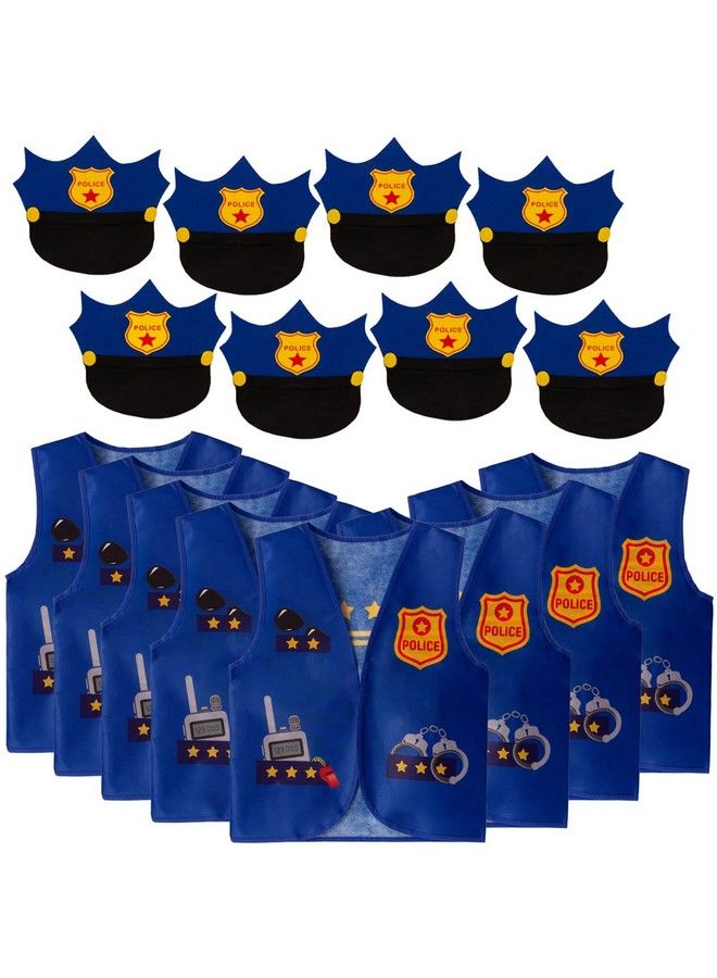 Police Themed Party Supplies 16 Pc Police Party Favors 8 Police Hats For Kids & 8 Police Costume Vests Policeman Dress Up For Police Birthday