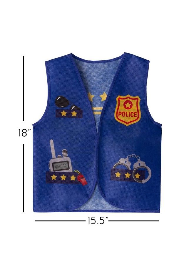 Police Themed Party Supplies 16 Pc Police Party Favors 8 Police Hats For Kids & 8 Police Costume Vests Policeman Dress Up For Police Birthday