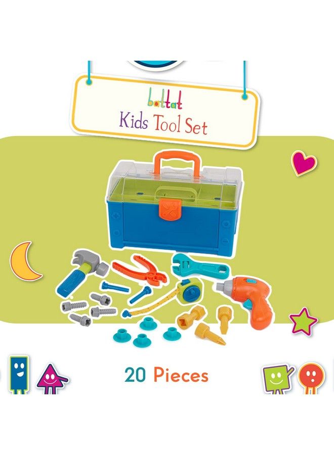 Battat Battat Busy Builder Tool Box Durable Kids Tool Set Pretend Play Construction Tool Kit For Kids 3 Years+ (20 Pcs)