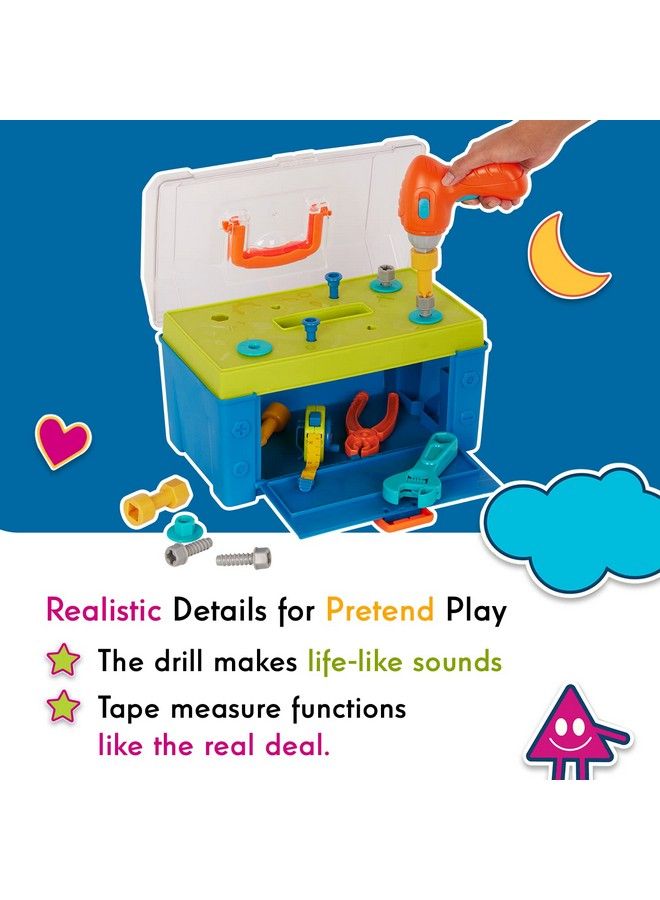 Battat Battat Busy Builder Tool Box Durable Kids Tool Set Pretend Play Construction Tool Kit For Kids 3 Years+ (20 Pcs)