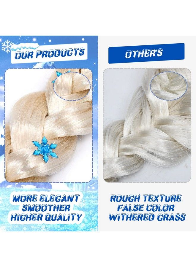 Frozen Elsa Costume For Girls Kids Elsa Wig Blue Crown Glove Princess Dress Up Accessories Birthday Cosplay Outfit