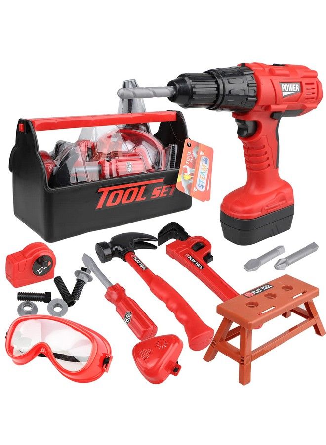 Kids Tool Set For Boys With Power Toy Drill Toddler Tool Set Baby Tool Set Kid Tool Kit Toy Tool Set With Kid Tool Box And Toy Hammer Power Drill And Play Tools Set For Kid 3 4 5 6 7 8