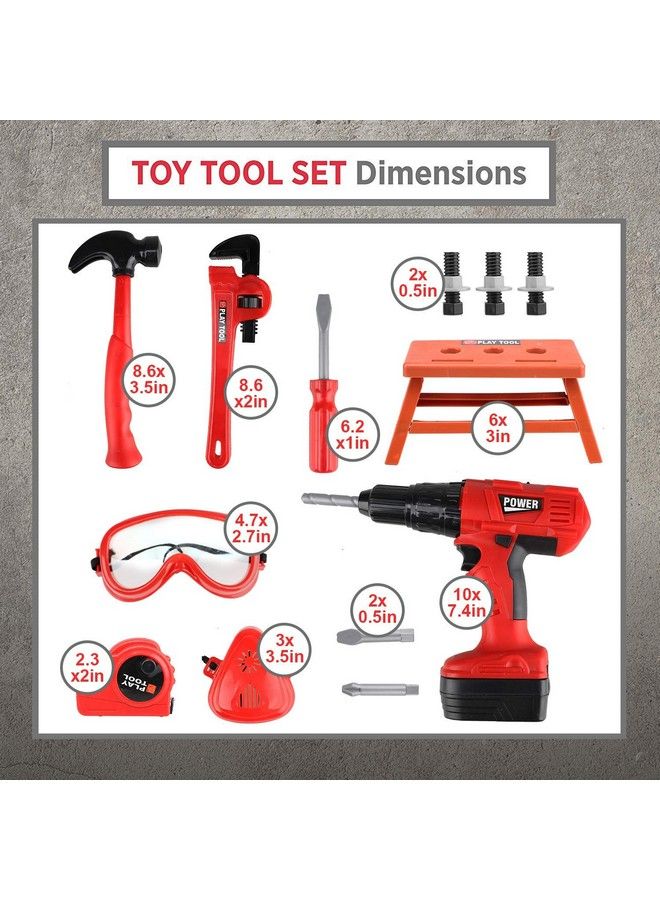 Kids Tool Set For Boys With Power Toy Drill Toddler Tool Set Baby Tool Set Kid Tool Kit Toy Tool Set With Kid Tool Box And Toy Hammer Power Drill And Play Tools Set For Kid 3 4 5 6 7 8