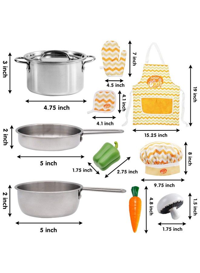 Kid Play Kitchen Pretend Daycare Toy Sets Kids Cooking Supplies With Stainless Steel Cookware Pots And Pans Set Cooking Utensils Apron&Chef Hat And Grocery Play Food Sets Toddler Gifts