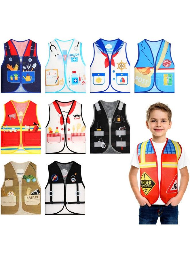 Geyoga 10 Pcs Kids Community Helper Dress Up Vest Career Cosplay Cloth Toddlers Occupation Pretend Play Costume (3-5 Years)