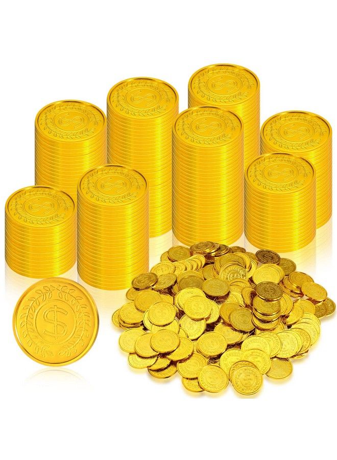 600 Pcs Pirate Gold Coins Plastic Treasure Coins Play Toy Coins Fake St. Patricks Coin For Pirate Party Favors Supplies Treasure Hunt Game Teachers Classroom Reward