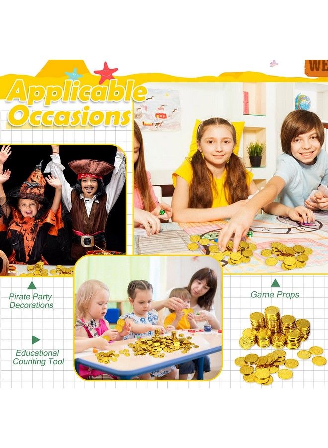 600 Pcs Pirate Gold Coins Plastic Treasure Coins Play Toy Coins Fake St. Patricks Coin For Pirate Party Favors Supplies Treasure Hunt Game Teachers Classroom Reward