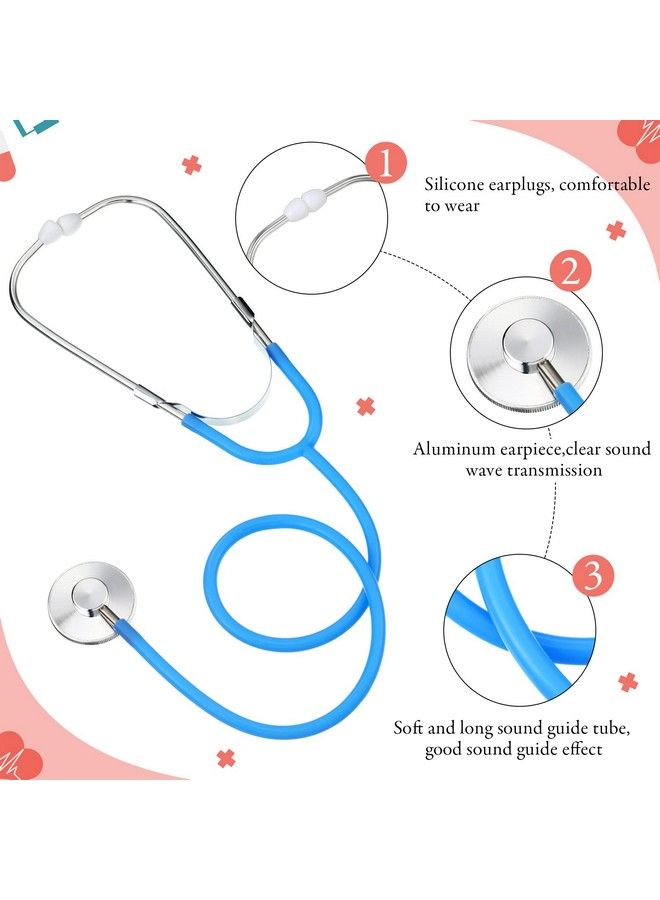 8 Pcs Kids Stethoscope Toy Working Nursing Real Stethoscope Doctor Kit For Kids Role Play Pretend Game Doctor Nurse Costume Accessories (Blue Red Black Pink)