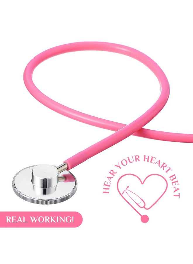 8 Pcs Kids Stethoscope Toy Working Nursing Real Stethoscope Doctor Kit For Kids Role Play Pretend Game Doctor Nurse Costume Accessories (Blue Red Black Pink)