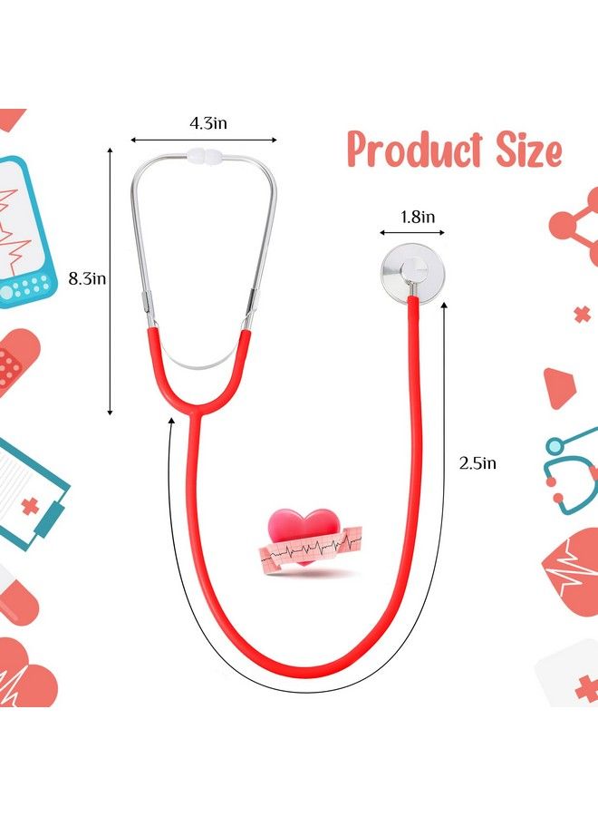 8 Pcs Kids Stethoscope Toy Working Nursing Real Stethoscope Doctor Kit For Kids Role Play Pretend Game Doctor Nurse Costume Accessories (Blue Red Black Pink)