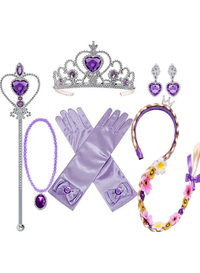 Princess Rapunzel Dress Up Accessories For Girls Including Rapunzel Wig Crown Scepter Gloves Necklace Earrings Rapunzel Sofia Party Gifts Princess Costumes Accessories For Girls