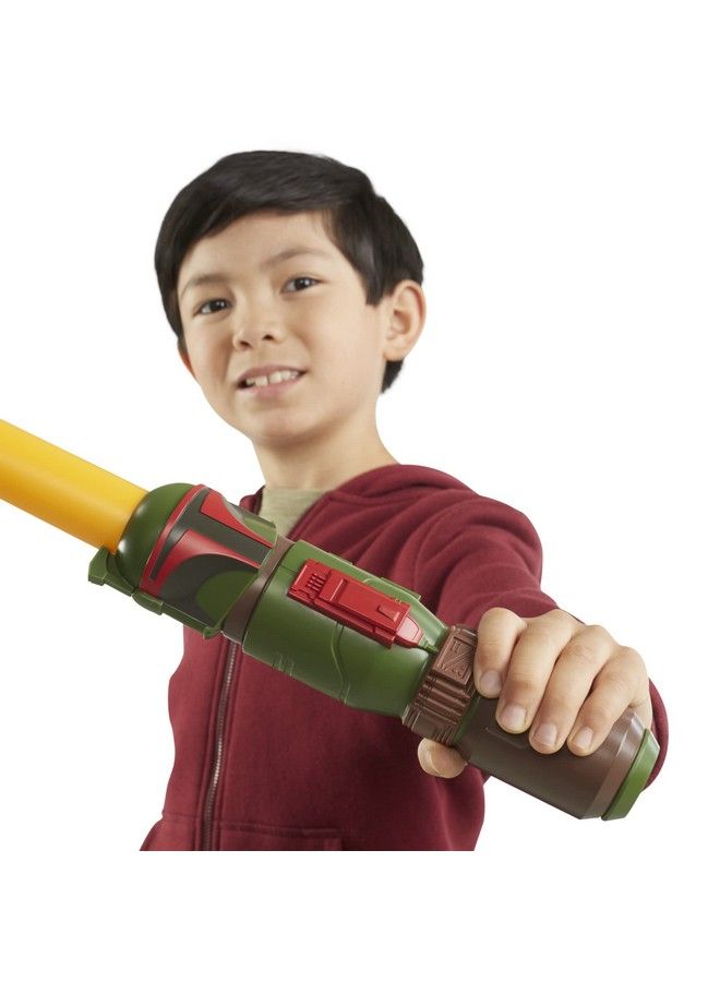 Lightsaber Squad Boba Fett Extendable Yellow Lightsaber Role Play Pretend Play The Mandalorian Toy Kids Ages 4 And Up (F4053)