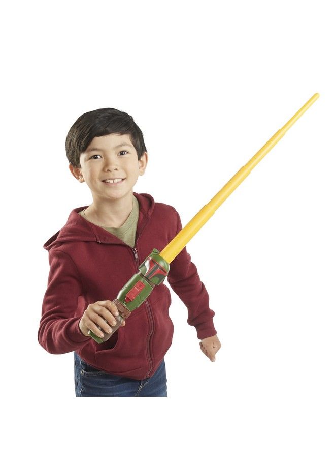 Lightsaber Squad Boba Fett Extendable Yellow Lightsaber Role Play Pretend Play The Mandalorian Toy Kids Ages 4 And Up (F4053)