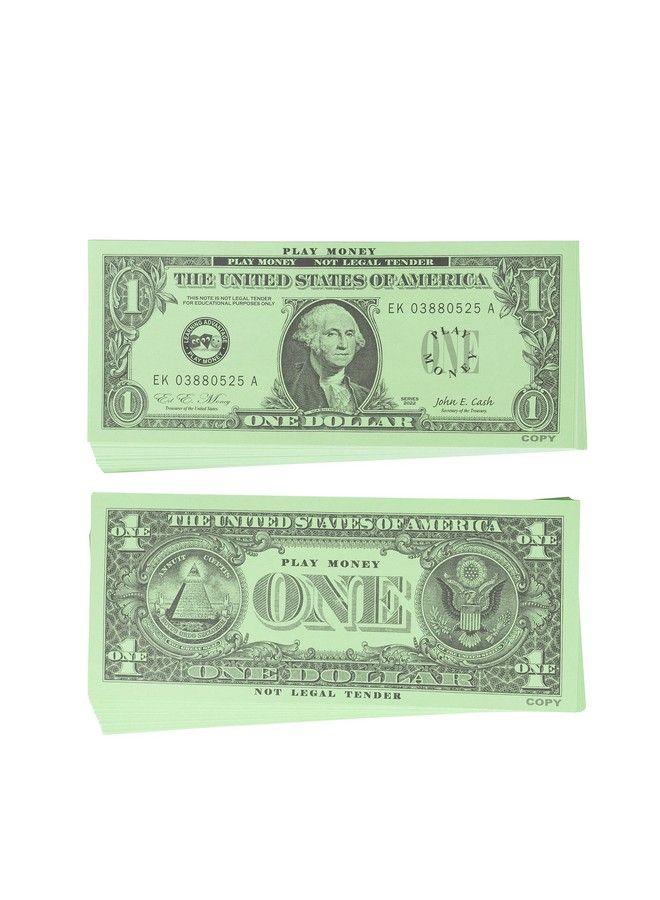 One Dollar Play Bills 100 $1 Paper Bills Realistic Dollar Design And Size Teach Currency Counting And Math With Fake Cash