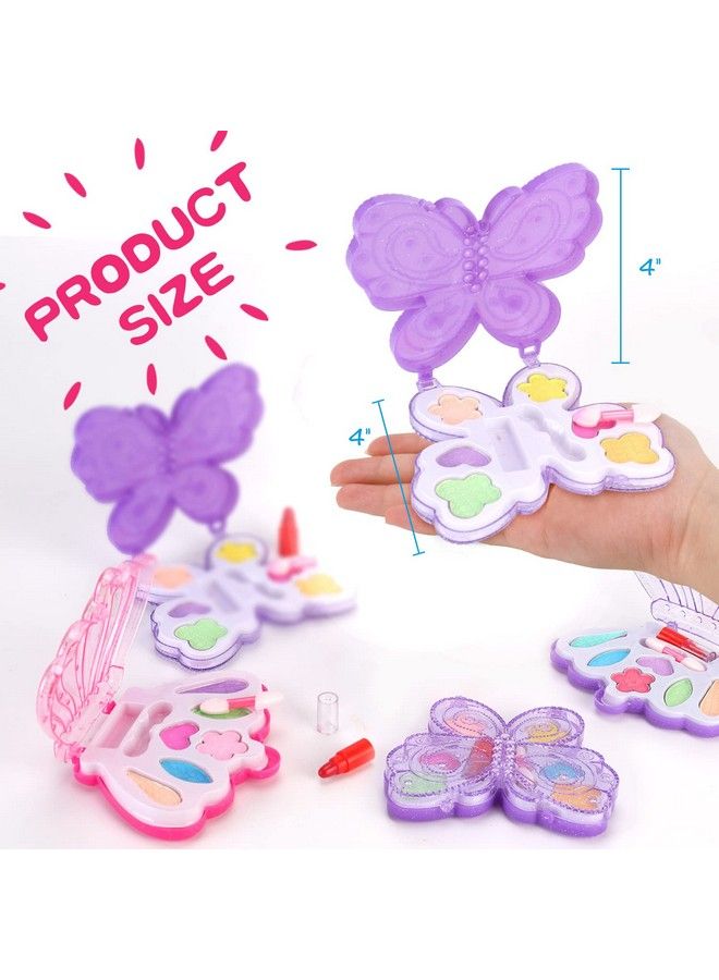 Petite Girls Cosmetics Play Set Washable And Non Toxic Princess Real Makeup Kit With Case Ideal Gift For Kids (12 Pack Favors)