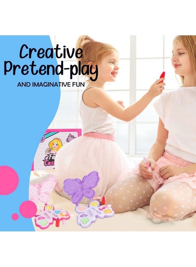 Petite Girls Cosmetics Play Set Washable And Non Toxic Princess Real Makeup Kit With Case Ideal Gift For Kids (12 Pack Favors)