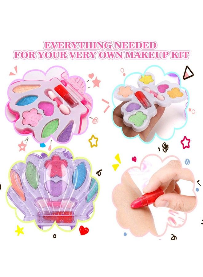 Petite Girls Cosmetics Play Set Washable And Non Toxic Princess Real Makeup Kit With Case Ideal Gift For Kids (12 Pack Favors)