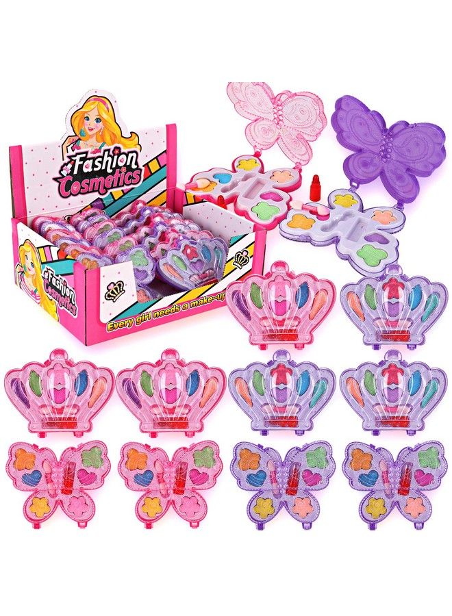 Petite Girls Cosmetics Play Set Washable And Non Toxic Princess Real Makeup Kit With Case Ideal Gift For Kids (12 Pack Favors)